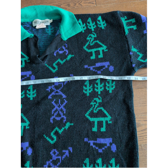 Sweet Baby Jane Alpaca Animal Print Sweater Aztec Women Sz L Waffle Knit Comfy - Picture 6 of 7